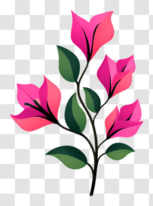Bougainvillea Flower - Pink Flowers On A Branch Transparent PNG