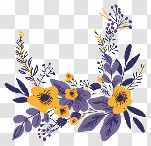 Flower Corner - Yellow And Purple Floral Arrangement Transparent PNG