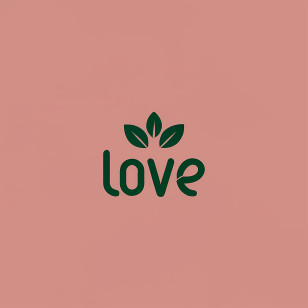 Love Word Art - Love Logo With Leaves Transparent PNG