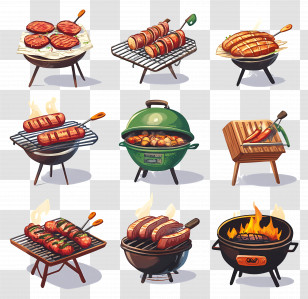 Barbecues - Variety Of Grills And Barbecue Foods Transparent PNG