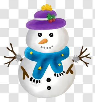 Christmas Snowman - Festive Snowman With Scarf Transparent PNG