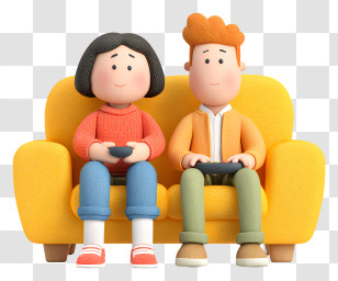 Couple Relaxing On Sofa - Couple Playing Video Games On Couch Transparent PNG