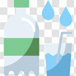 Mineral Water - Water Bottle With Glass And Drops Transparent PNG