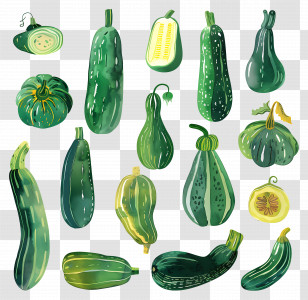 Zucchini - Various Types Of Green Gourds Transparent PNG
