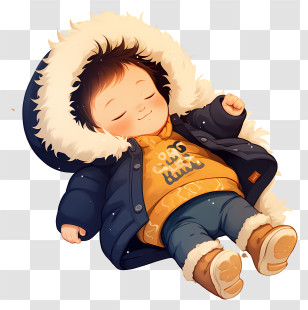 Cute Sleeping Baby - Cozy Sleeping Baby In Winter Outfit Transparent PNG