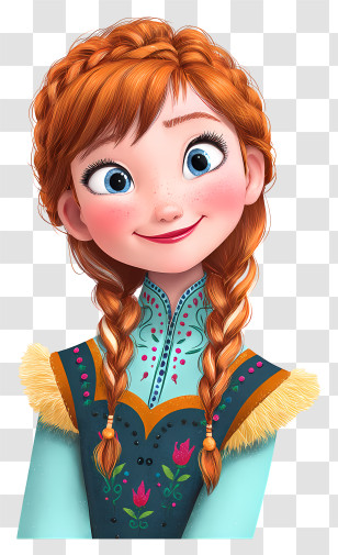 Frozen Anna - Animated Girl With Braids Transparent PNG