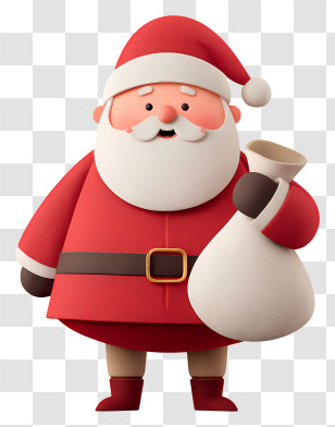 Santa Claus Holding Gift Sack - Jolly Santa Claus Cartoon For Christmas Transparent PNG