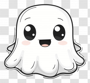 Cartoon Ghost - Friendly Smiling Ghost Cartoon For Halloween Transparent PNG