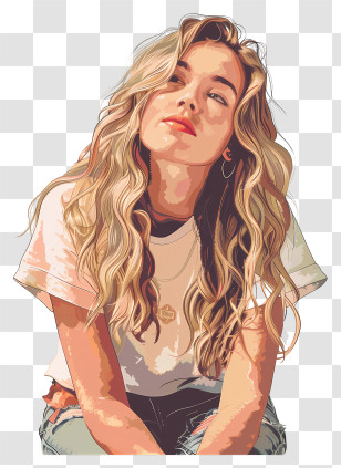 Sydney Sweeney - Woman With Long Hair In Casual Outfit Transparent PNG