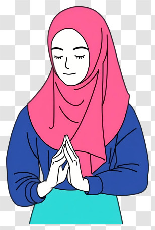 Islamic Girl Praying - Calm Woman In Pink Hijab Transparent PNG