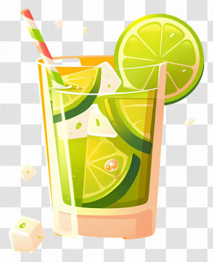 Green Lemonade - Fresh Lime Drink With Ice Cubes Transparent PNG