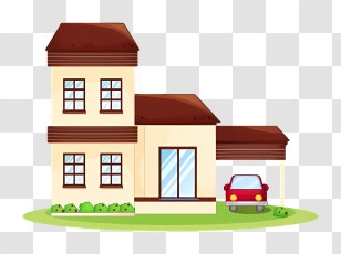 House - Two-Story House With Car In Front Transparent PNG
