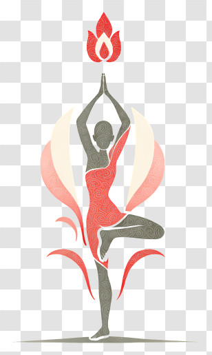 Yoga Symbol - Yoga Pose With Lotus Design Transparent PNG