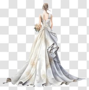 Bride Dress Icon - Elegant Bride In Beautiful Gown Illustration Transparent PNG