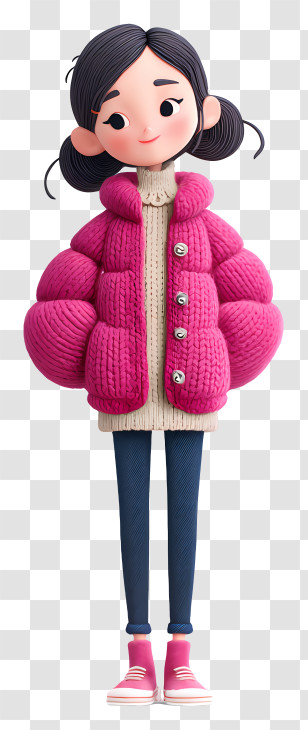 Girl Wearing Jacket - Girl In Pink Jacket And Sweater Transparent PNG