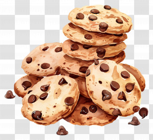 Chocolate Chip Cookies - Stack Of Chocolate Chip Cookies Transparent PNG