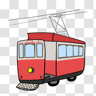 Transport - Red Tram Cartoon Illustration Transparent PNG