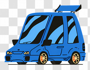 Racer - Blue Cartoon Car With Spoiler Transparent PNG