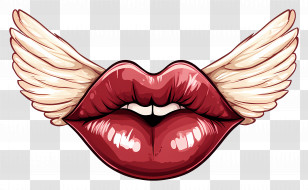 Kiss Flying - Lips With Wings Illustration Transparent PNG
