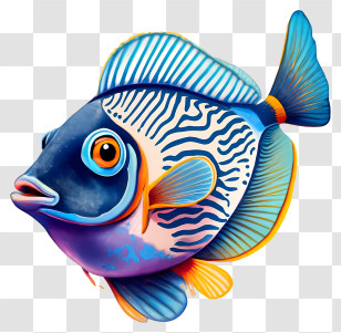 Large Fish - Beautiful Blue Tropical Fish Illustration Transparent PNG