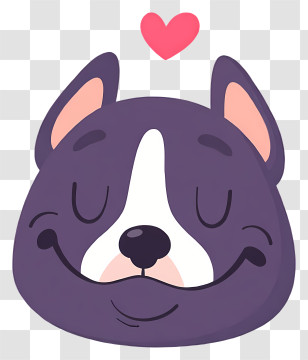 Dog Emoji - Purple Dog Face With Heart Transparent PNG