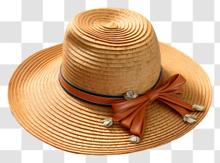 Hat - Stylish Straw Hat With Decorative Ribbon Transparent PNG