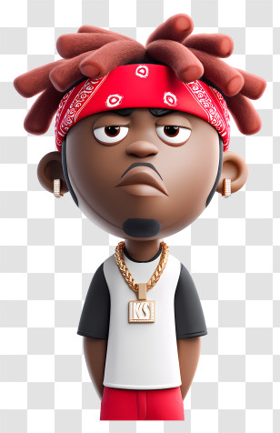 Ksi Cool - Cool Character With Bandana And Jewelry Transparent PNG