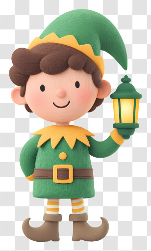 Christmas Elf Holding Lamp - Christmas Elf With Lantern Transparent PNG
