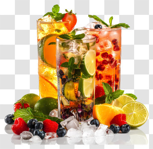 Food Drinks - Refreshing Colorful Drinks With Fruits Transparent PNG