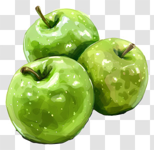 Granny Smith Apples - Vibrant Green Apples In Digital Artwork Transparent PNG