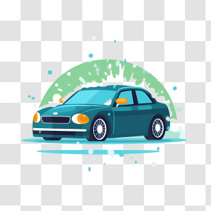 Car Wash - Green Car With Splash Background Transparent PNG
