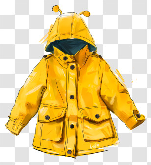 Coat - Cute Yellow Raincoat With Hood Transparent PNG