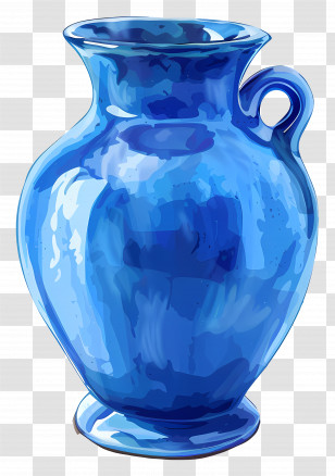 Blue Vase - Blue Ceramic Vase In Artistic Style Transparent PNG