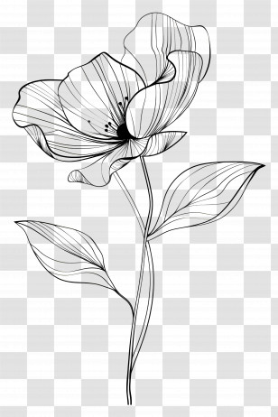 Flower - Minimalist Line Art Flower Illustration Transparent PNG