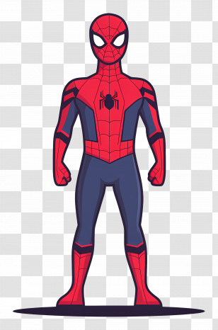 Spiderman Standing - Superhero Character Cartoon Illustration Transparent PNG