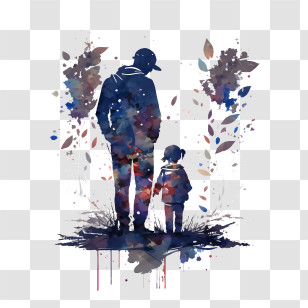 Father And Kid
 - Parent And Child In Watercolor Silhouette Art Transparent PNG