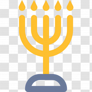 Hanukkah Menorah - Yellow Menorah Icon With Seven Candles Transparent PNG