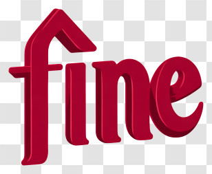 Fine Logo - 3D 'Fine' Burgundy Typography Transparent PNG