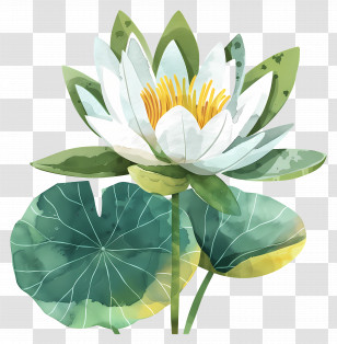 Water Lily - White Lotus Flower Illustration Transparent PNG