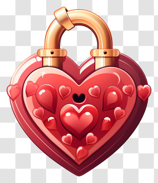 Lock - Red Heart Lock With Hearts Transparent PNG