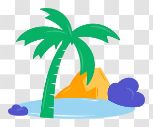 Travel - Tropical Island With A Palm Tree Illustration Transparent PNG