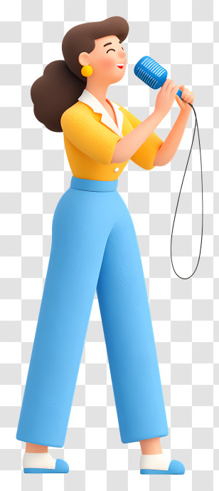 Woman Singing Karaoke - Singing Woman With Microphone Transparent PNG