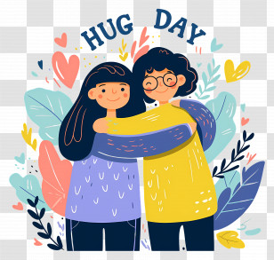 National Hugging Day - Hug Day Celebration Illustration With Characters Transparent PNG