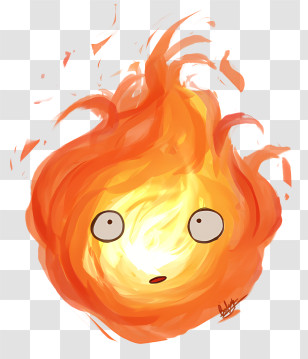 Studio Ghibli - Cartoon Flame With Expressive Face Transparent PNG