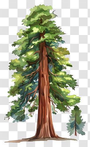 Redwood Tree - Giant Sequoia Tree Illustration Showing Natureâ€™s Grandeur Transparent PNG