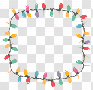 Christmas Lights Border - Vibrant Multicolor Christmas String Lights Transparent PNG