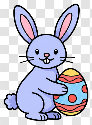 Easter Bunny Holding Egg - Cute Easter Bunny With A Colorful Egg Transparent PNG