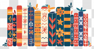 Books Standing - Colorful Decorative Books Illustration Transparent PNG