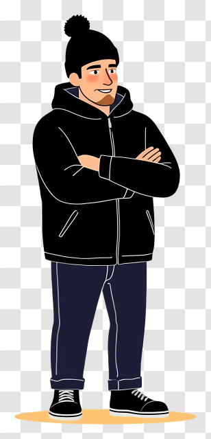 Man Feeling Cold - Man In Winter Jacket Illustration Transparent PNG