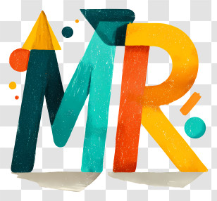 Mr Logo - Colorful MR 3D Typographic Letters Transparent PNG